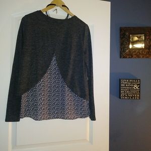 Ann Taylor Loft Grey Split Back Top